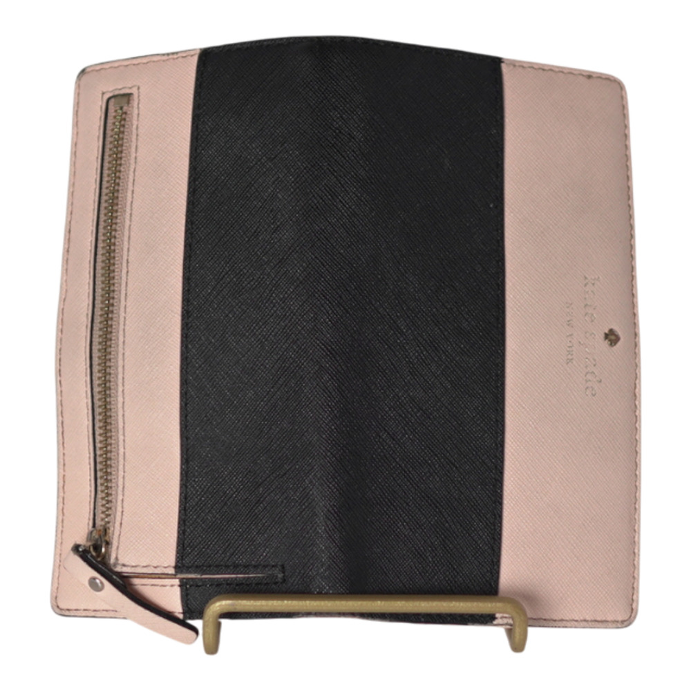 Kate Spade Stacy Wallet Cream Black Saffiano Leather Bifold - Picture 7 of 10